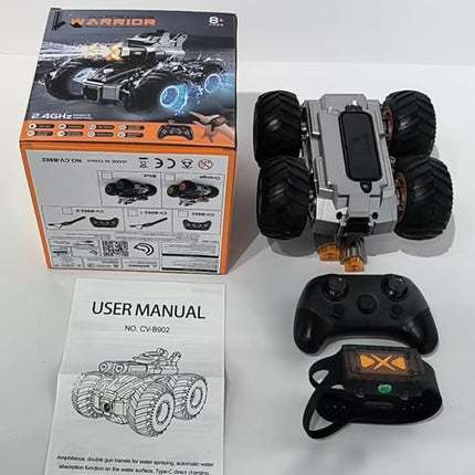 High Speed RC Cars with Water Gun, Amphibious Remote Control Car, Rc Boat Summer Water Swimming Pool Toy Cool Lights for 60 Mins Play - Ideal Gift for Boys Girls Teens Kids Orange Small