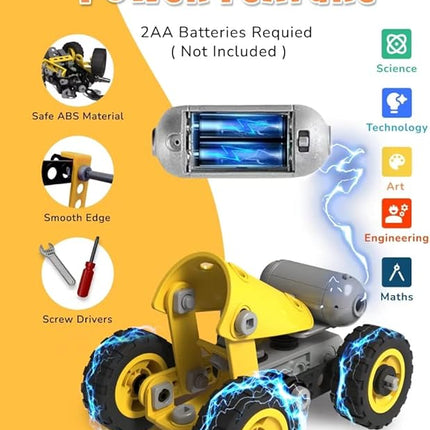 STEM Toys for 5-8 Year Old Boys, 10-in-1 Electric Toy Building Blocks for Kids Ages 4-8 Educational Construction Science Kit, Creative Activities for Boys 4-6, 8-10 Birthday & Holiday Idea Gift