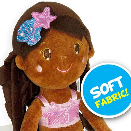 June Garden 15.5" Sparkly Mermaid Layla - Soft Mermaid Plush Stuffed Doll Gift for Toddler Girls
