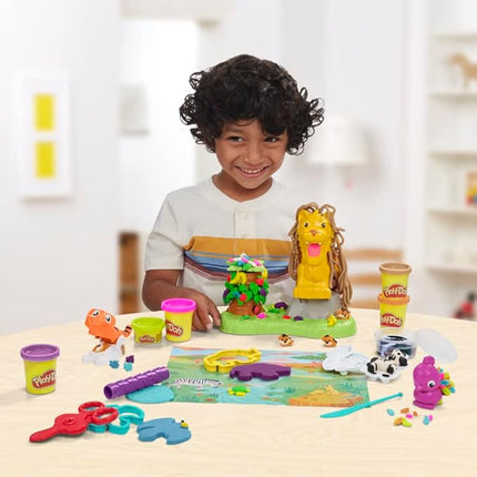 Play-Doh Growin' Mane Lion and Friends Playset, Animal-Themed Sets for Girls and Boys, Kids Toys
