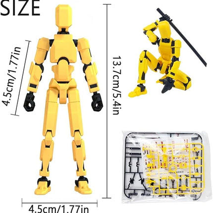 Titan 13 Action Figure, New Robot Action Figure with Accessories 3D Print Multi-Articulated Virtual Robot 13 Action Figure Desktop Decor (Yellow 1 Piece)