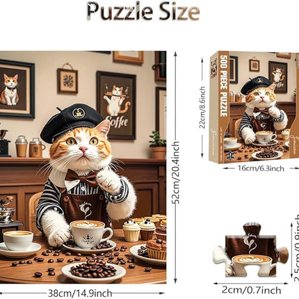 500 Pieces Jigsaw Puzzles for Adults and Teens and Kids Family Happy Gift Idea Cats Selfie (Cat Barista)