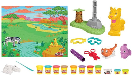 Play-Doh Growin' Mane Lion and Friends Playset, Animal-Themed Sets for Girls and Boys, Kids Toys