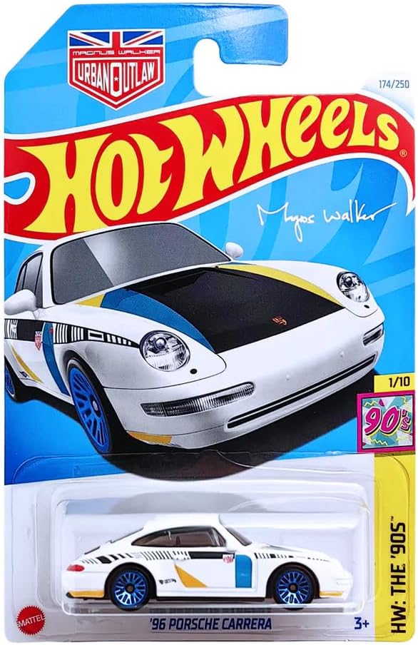Hot Wheels '96 Porsche Carrera Myles Walker HW: The 90's 1/10 (174/250) HTF01 White 2024 + Protector Short Card Frikimonkey