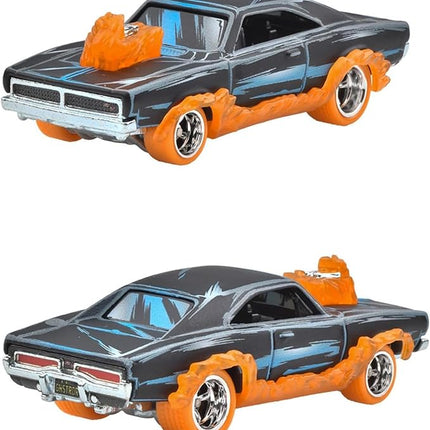 Hot Wheels Premium Marvel Ghost Rider Charger, Die-Cast Metal Car, Pop Culture Collection JBL81