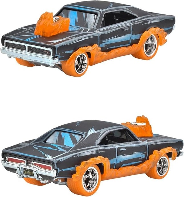 Hot Wheels Premium Marvel Ghost Rider Charger, Die-Cast Metal Car, Pop Culture Collection JBL81