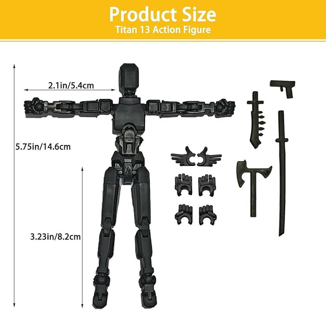 (Assembly Completed) 4 Packs T13 Action Figure Set, 3D Printed ActionFigure Toy Gifts for Kids, Dummy 13,Robot 13 Action Figure Full Body Mechanical Doll Christmas Birthday Gift for Boys Girls
