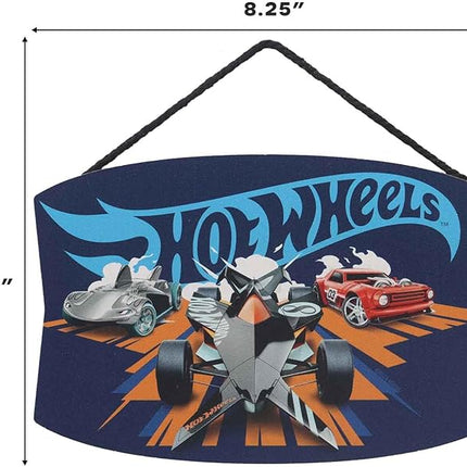 Hot Wheels Racers Hanging Wood Wall Decor - Fun Hot Wheels Sign for Kids' Bedroom or Play Room