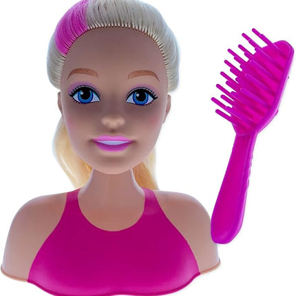 Just Play 2pc Barbie Doll Girls Mini Styling Head Pretend Play Dress Up Set,Blonde (JPMINSHDBAR1)