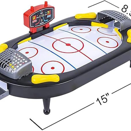 Gamie Air Hockey Tabletop Mini Game, Desktop Sports Game with Mini Hockey Table, 2 Pucks, and Scoreboard, Fun Indoor Games for Home, Office, Best Gift Idea for Kids