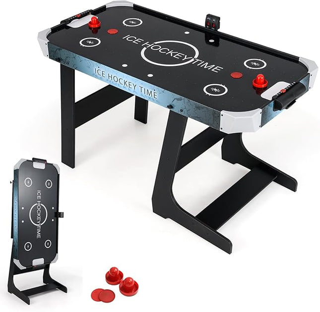KOTEK Foldable Air Hockey Table, 56 Inch Air Table Hockey Game with Powerful 12V Motor, Digital Led Scoreboard for Kids & Adults, Hockey Game Table for Home, Game Room, Office