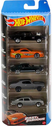 Hot Wheels Toy Cars 5-Pack, Set of 5 Fast & Furious Race & Drift Cars in 1:64 Scale with Exclusive Decos (Styles May Vary)