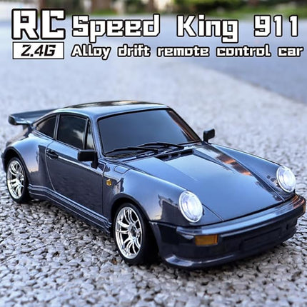 LDRC 1898 1:18 RC Drift Car 911 2.4GHz RWD with Gyroscope on-Road Alloy Body Shell Racing Cars Radio Control (Purple)