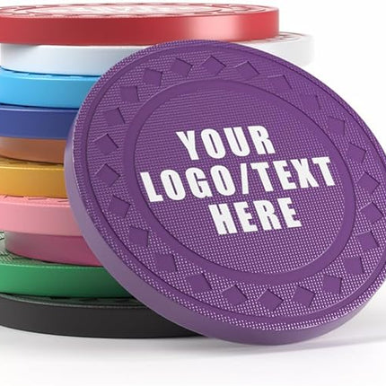 100 Personalized Plastic Diamond Chips, Print Your Image and Text, Tokens for Casino Player, Board Game, Late Night Poker Game, Party, Bar, Golf Ball Markers, Business Cards, Redemption