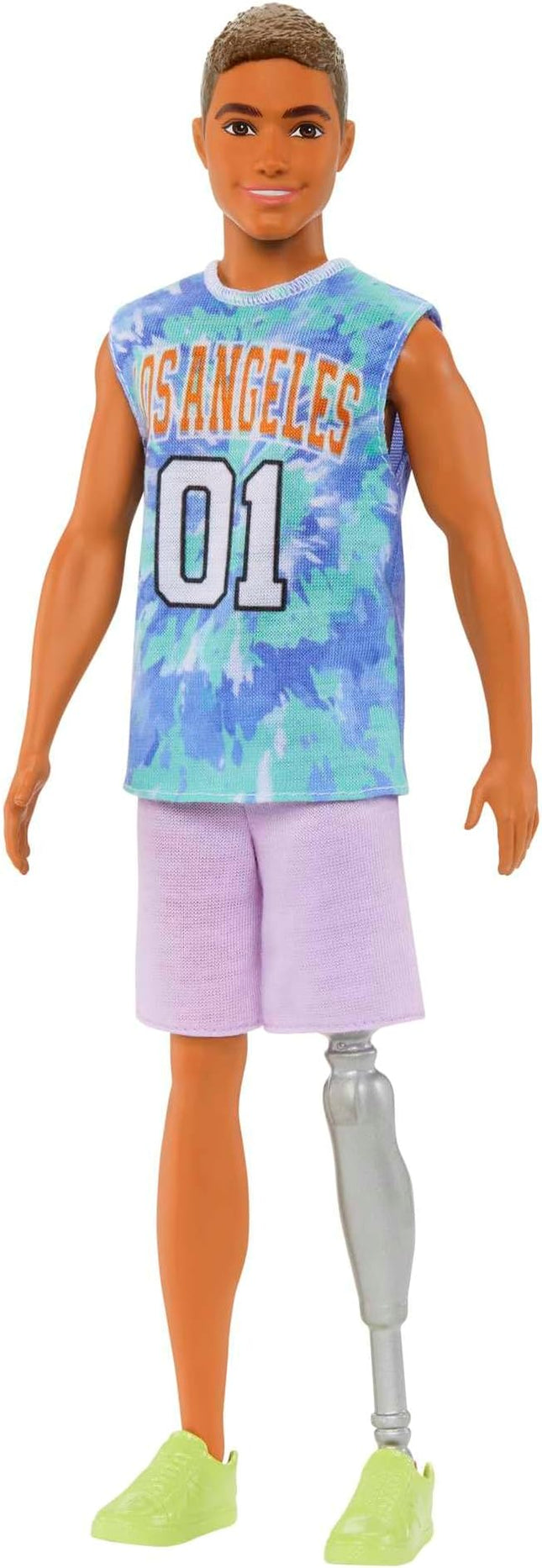 Barbie Fashionistas Ken Fashion Doll #212 with Prosthetic Leg Wearing Removable Los Angeles Jersey, Purple Shorts & Sneakers