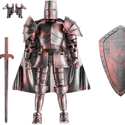 Medieval Action Figures,Knight Armor Action Figure,Multi-Jointed Movable Robot Mannequin T13,Dummy 13 Action Figure(Assembly Required) (C-Red)
