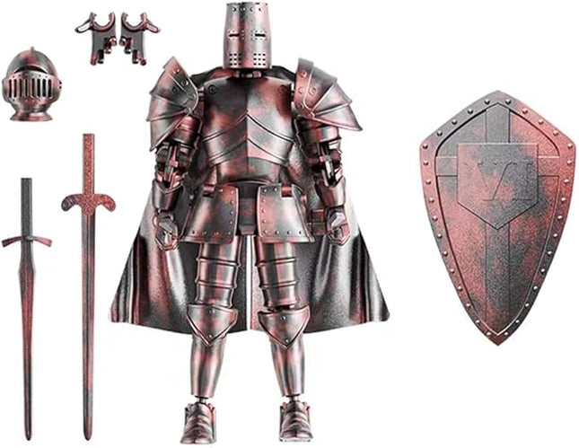 Medieval Action Figures,Knight Armor Action Figure,Multi-Jointed Movable Robot Mannequin T13,Dummy 13 Action Figure(Assembly Required) (C-Red)
