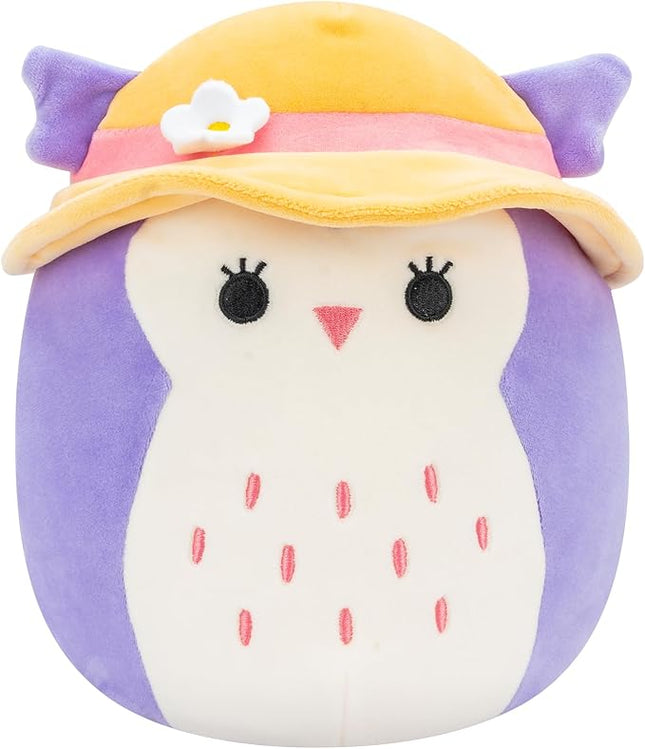 Squishmallows Original Plush 19cm Holly The Purple Owl with Sun Hat - Official Jazwares Plush Toy
