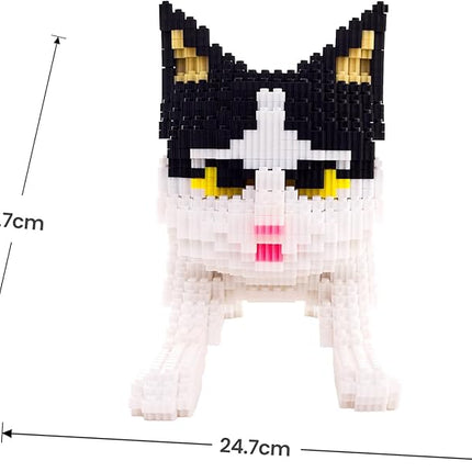 Cat Micro Building Blocks Animal Set, Cow Cat DIY Mini 3D Building Toy Bricks Kit Gift for Adults and Kids, 4800 Pieces (Black & White)