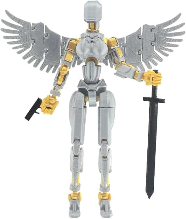 T13 Action Figure (Assembly Completed) Titan 13 Dummy 13 Action Figure Robot 13 Figure 3D Printed Articulated Multi-Jointed Movable Robot Model (Platinum Gray)