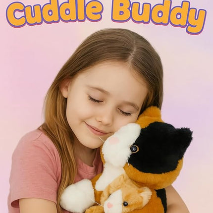 Chirpy Chums Classic Cat Family – Mommy Cat with 4 Kittens – 14” Ultra-Soft Plush Stuffed Animal Toy – Zipper Belly Surprise for Cuddles, Play & Gifts – 5-Piece Kitten Set for Kids Ages 3+