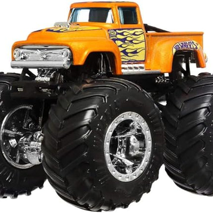 Hot Wheels Monster Trucks, 1:64 Scale Monster Trucks Toy Trucks, Set of 4, Giant Wheels, Favorite Characters and Cool Designs