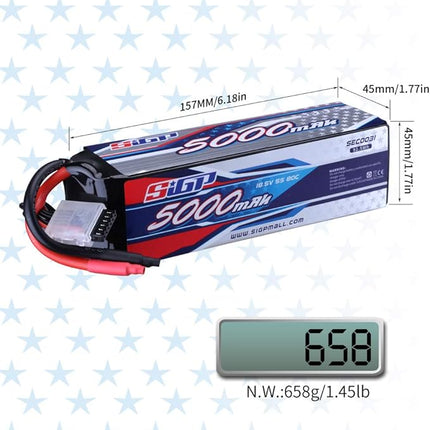 Not Yet SIGP 5S Lipo Battery 5000mAh 18.5V 80C Soft Pack for RC Helicopter Airplane FPV Drone Quadcopter Racing Hobby