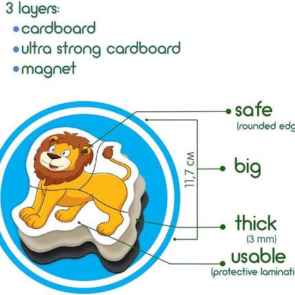 Zoo Magnetic Puzzles for Kids - 5 Big Magnetic Animals for Baby - Travel Toys for for Toddlers - Magnet for Refrigerator - Travel Games - Baby Educational Gift - Puzzle for Preschooler