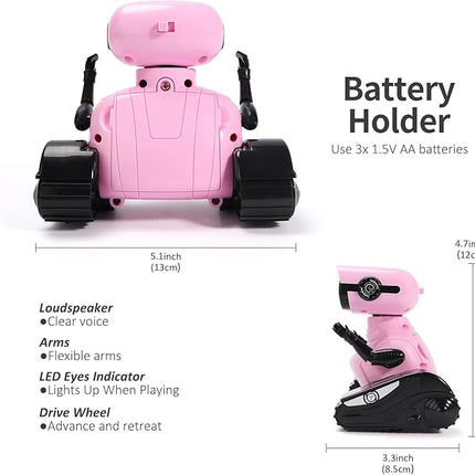 GILOBABY Remote Control Robot Toy for Kids 3-5 Years, Flashing LED Eyes, Dancing and Flexible Moves, Auto Demo Mode, Gift for Girls (Pink)