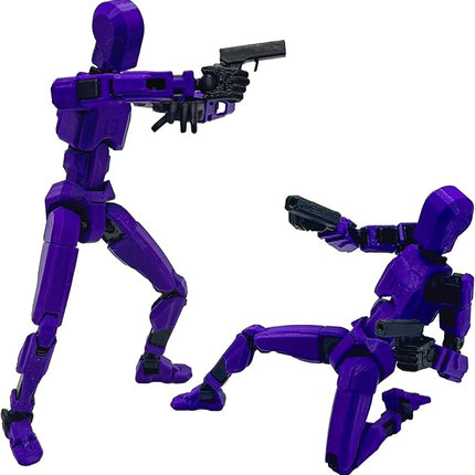 3D Printed 5.54-inch Multi-Jointed Action Figures Dummy13, Full Body Mechanical Movable Toy, Multiple Accessories, Hand Painted Figure, Desk Decoration, Creative Gifts (Purple)