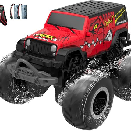 STEMTRON Amphibious Remote Control Car 2.4GHz 1:20 All Terrain Off-Road RC Car Remote Control Boat Gifts for Kids Boys Red