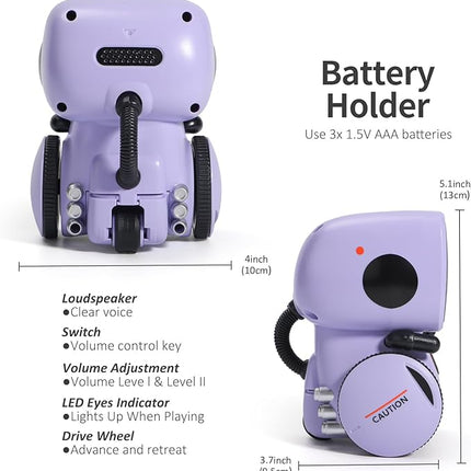 GILOBABY Interactive Talking Robot for Girls, Smart Toy with Touch Sensor & Voice Control, Record & Repeat Mode, Dancing, Singing, Educational Gift for 3 4 5 6 7 Year Old Kids (Purple)