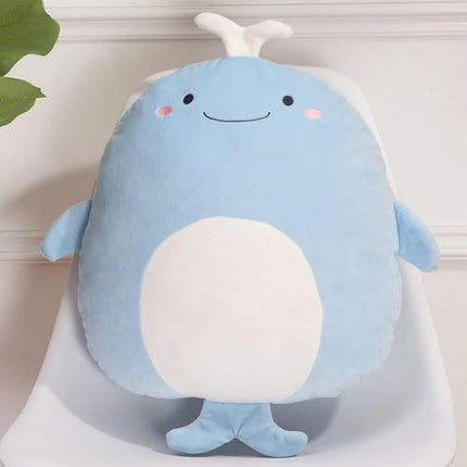 Soft Flat Whale Plush Hugging Pillow Cute Blue Whale Stuffed Animal Plushies Toys Kids Anime Cushion for Birthday, Valentine's Day, Christmas...12 Inch
