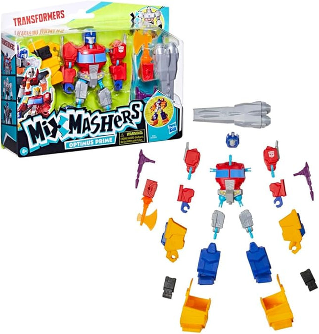 Transformers MixMashers Optimus Prime Custom Mix-and-Match Deluxe Action Figure & Accessories, 5-Inch (12 cm) Robot Toys for Kids, Ages 4+