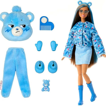 Barbie Cutie Reveal Care Bears Series Doll & Accessories Set with Grumpy Bear Costume & 10 Surprises Including Color Change & Mini Bear