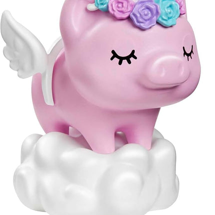 Barbie Extra Doll & Accessories with Pink-Streaked Blonde Crimped Hair in Fluffy Pink Coat with Pet Unicorn-Pig