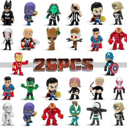 Mini Superhero Toys, 26PCS Minifigures Small Action Figures Superhero Party Birthday Decorations for Kids’ Christmas Stocking, Easter Eggs Cake Toppers Collectibles