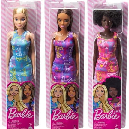 Barbie Fabulous Dolls with Signature Logo Dress Collector Bundle of 3 (Blue, Purple & Pink) | 11¾″ Fashion Dolls – Ages 3+