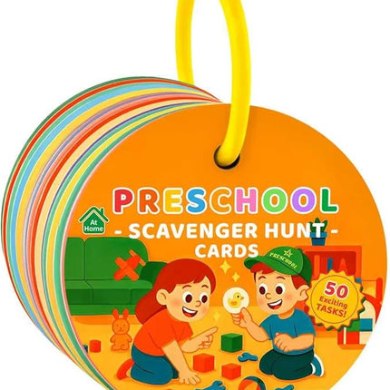 Indoor Scavenger Hunt for Preschool, 26pcs Scavenger Hunt Game Cards at Home, for Boys and Girls Ages 3-5, Birthday for Kids