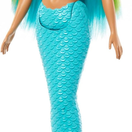 Barbie Mermaid Doll with Two-Tone Blue & Yellow Fantasy Hair & Headband Accessory, Toy with Shell Bodice & Turquoise Tail