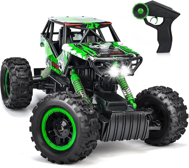 DOUBLE E 1:14 Scale Large Remote Control Car Monster Trucks for Boys with Head Lights 4WD Off All Terrain RC Car Rechargeable Vehicles Xmas Gifts for Kids
