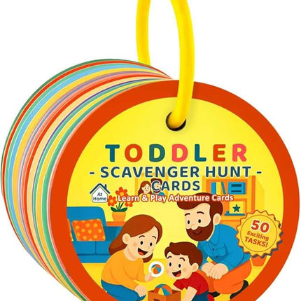 Indoor Scavenger Hunt for Toddlers, 27pcs Scavenger Hunt Cards at Home, Learning Games for Boys and Girls Ages 2-3, Birthday Gifts for Kids