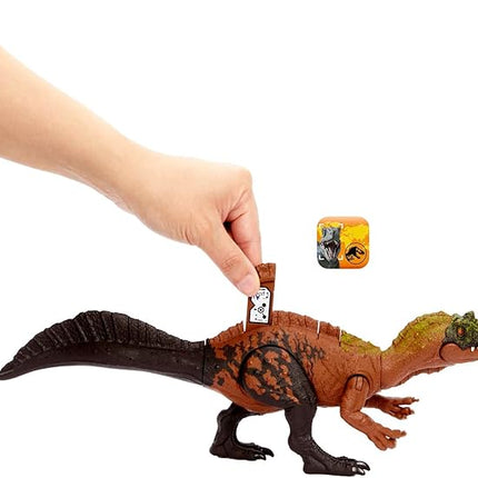 Mattel Jurassic World Wild Roar Dinosaur Toy with Sound & Attack Move, Irritator Posable Action Figure Includes Digital Play, 11 inches Long