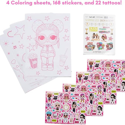 LOL Surprise Deluxe Activity Set for Kids with Carrying Tin, Coloring Sheets, Tattoos, Stickers, & Art Supplies, 200+ Pieces