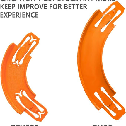 Racetrack Connectors Compatible with Hot Wheels,90 Degree Banked Turn,4 Packs，Upgrade Edition (Orange)