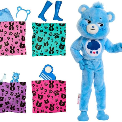 Barbie Cutie Reveal Care Bears Series Doll & Accessories Set with Grumpy Bear Costume & 10 Surprises Including Color Change & Mini Bear