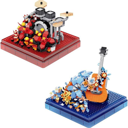 Musical Instruments Micro Blocks Building Sets,Classical Famous Building Block Set,1500 PCS for Adults and Kids,Guitar and Drum Set with Clear Plastic Cover