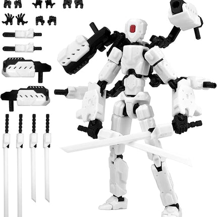 (Assembly Completed) 8 inch T13 Action Figure Set,T 13 Action Figure Multi-Articular Mobile Robot Nova T-13,Desktop Decorations for Game Lovers Toys (White)