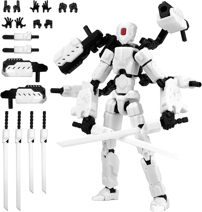 (Assembly Completed) 8 inch T13 Action Figure Set,T 13 Action Figure Multi-Articular Mobile Robot Nova T-13,Desktop Decorations for Game Lovers Toys (White)