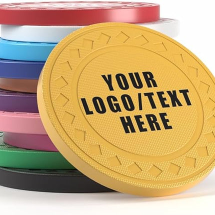 100 Personalized Plastic Diamond Chips, Print Your Image and Text, Tokens for Casino Player, Board Game, Late Night Poker Game, Party, Bar, Golf Ball Markers, Business Cards, Redemption